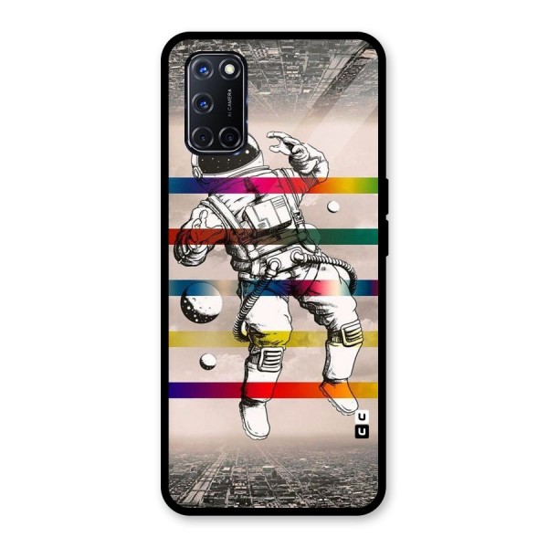 Spaceman Rainbow Stripes Glass Back Case for Oppo A52