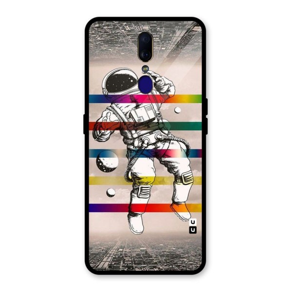 Spaceman Rainbow Stripes Glass Back Case for Oppo F11