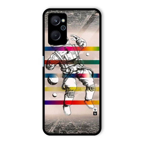 Spaceman Rainbow Stripes Glass Back Case for Realme 9i