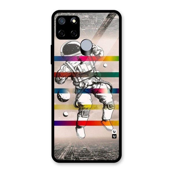 Spaceman Rainbow Stripes Glass Back Case for Realme C15