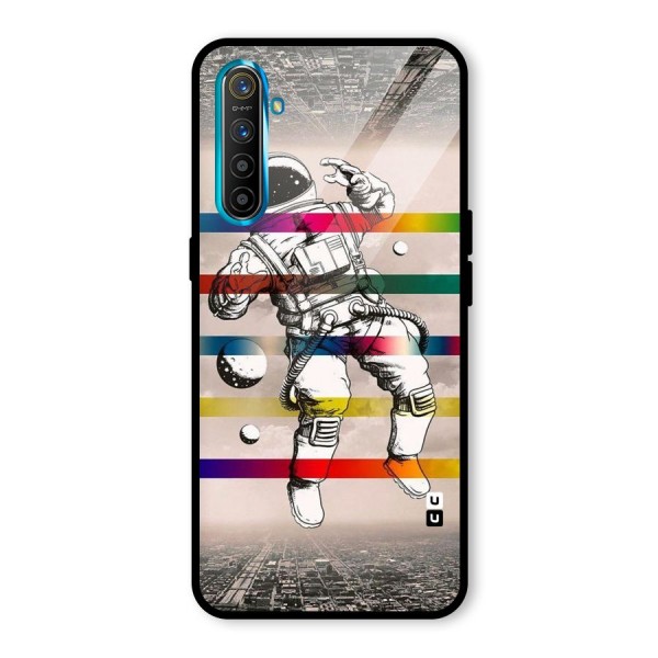 Spaceman Rainbow Stripes Glass Back Case for Realme XT