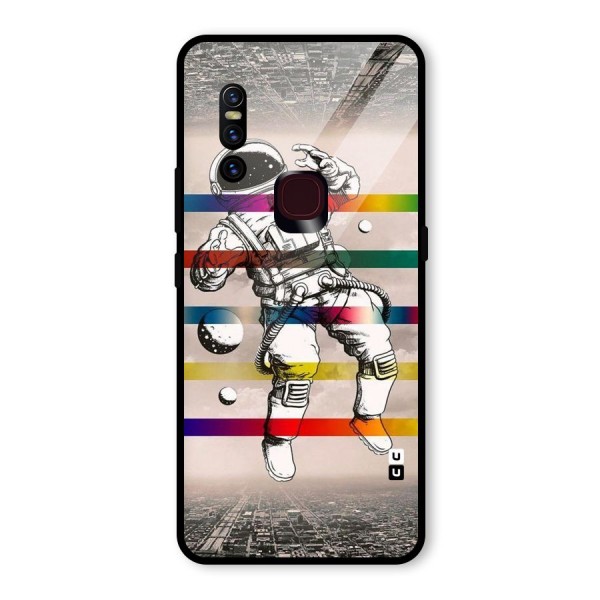 Spaceman Rainbow Stripes Glass Back Case for Vivo V15