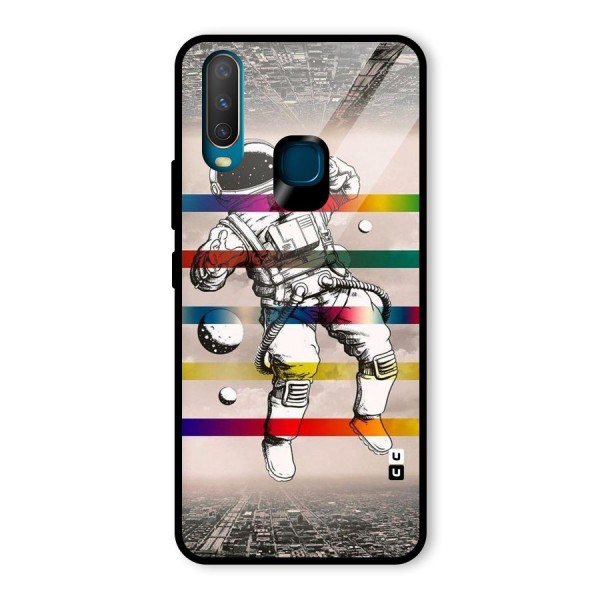 Spaceman Rainbow Stripes Glass Back Case for Vivo Y12