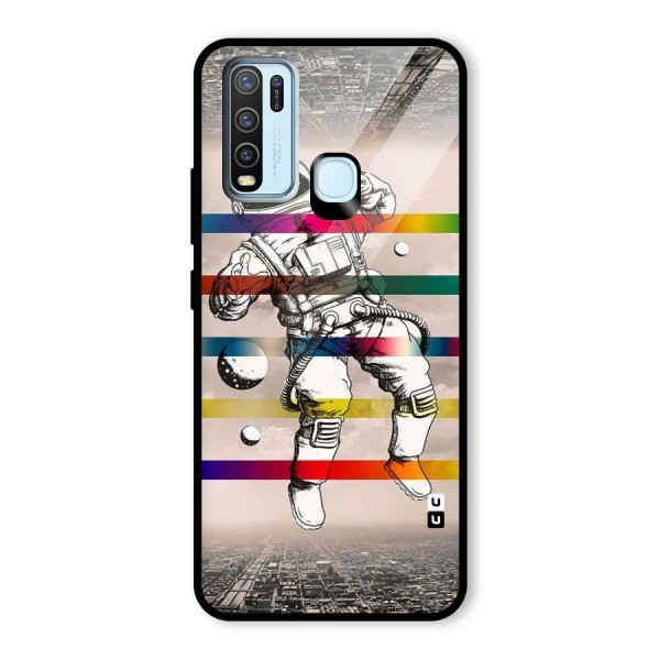 Spaceman Rainbow Stripes Glass Back Case for Vivo Y30