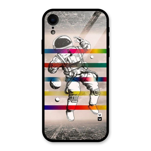 Spaceman Rainbow Stripes Glass Back Case for XR