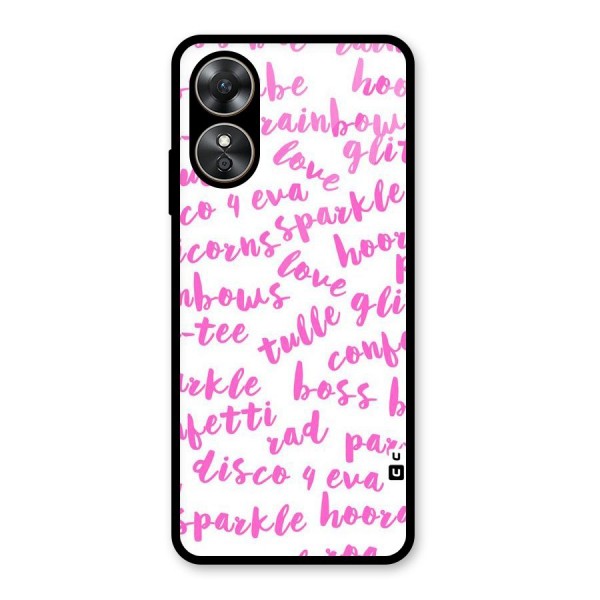 Sparkle Love Glass Back Case for Oppo A17