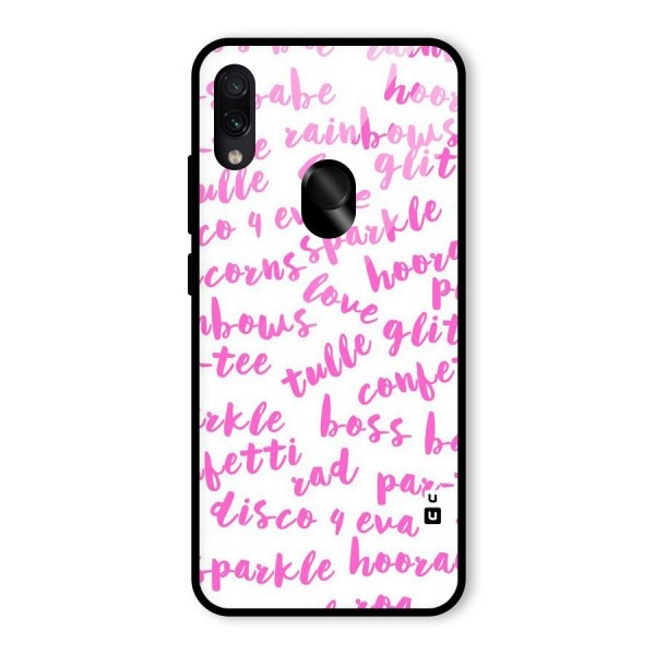 Sparkle Love Glass Back Case for Redmi Note 7