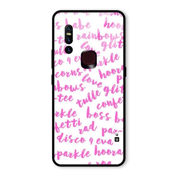 Sparkle Love Glass Back Case for Vivo V15