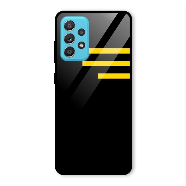 Sports Yellow Stripes Glass Back Case for Galaxy A52s 5G