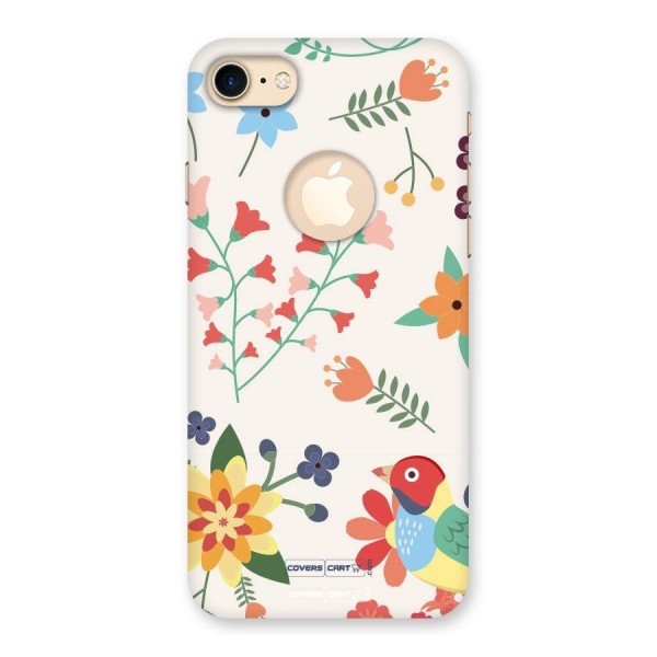 Spring Flowers Back Case for iPhone 8 Logo Cut