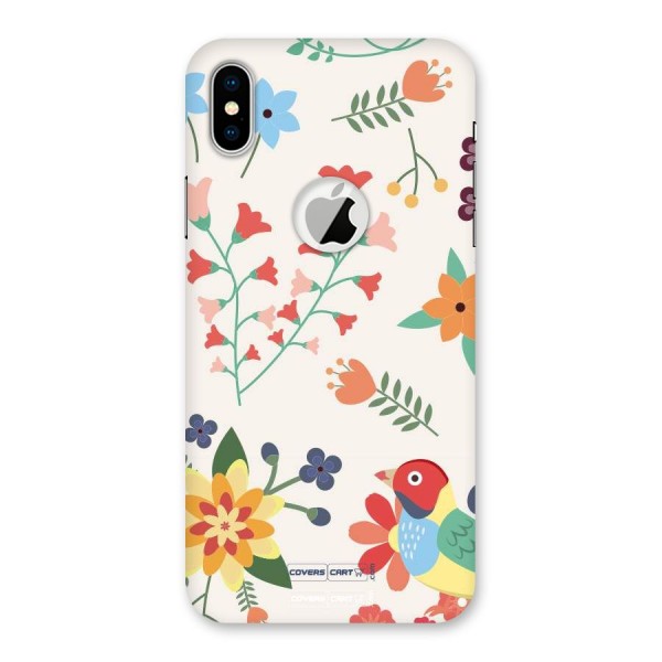 Spring Flowers Back Case for iPhone XS Logo Cut