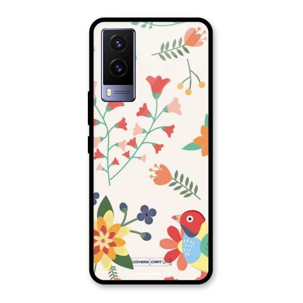 Spring Flowers Glass Back Case for Vivo V21e 5G