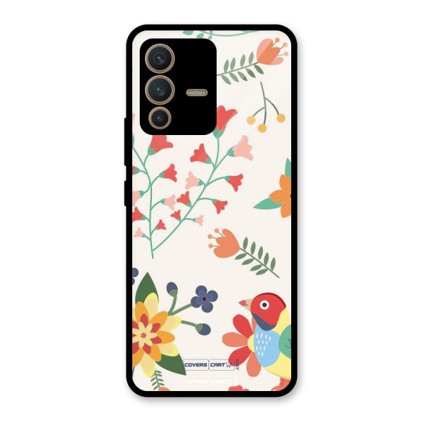 Spring Flowers Glass Back Case for Vivo V23 5G