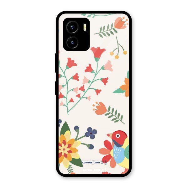 Spring Flowers Glass Back Case for Vivo Y15s