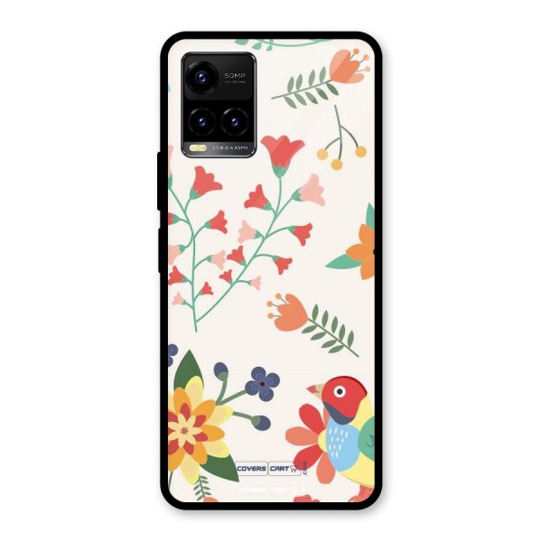 Spring Flowers Glass Back Case for Vivo Y21 2021