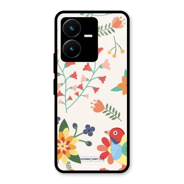 Spring Flowers Glass Back Case for Vivo Y22