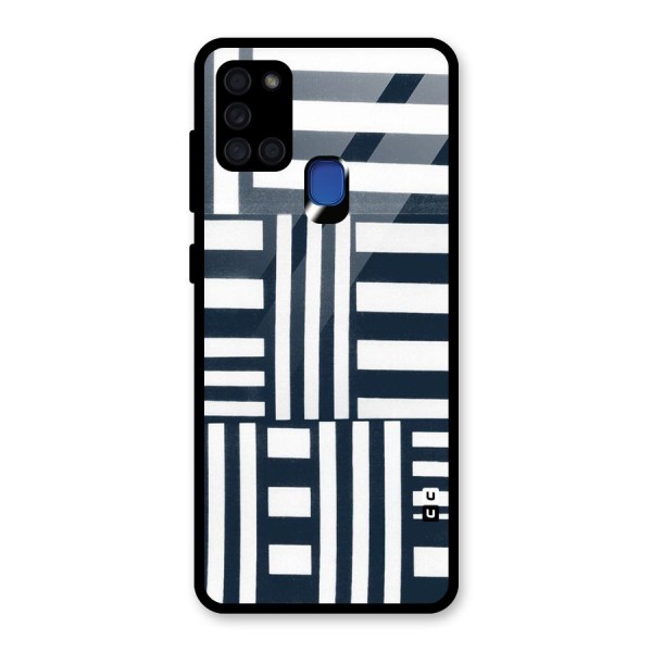 Square  Stripes Glass Back Case for Galaxy A21s