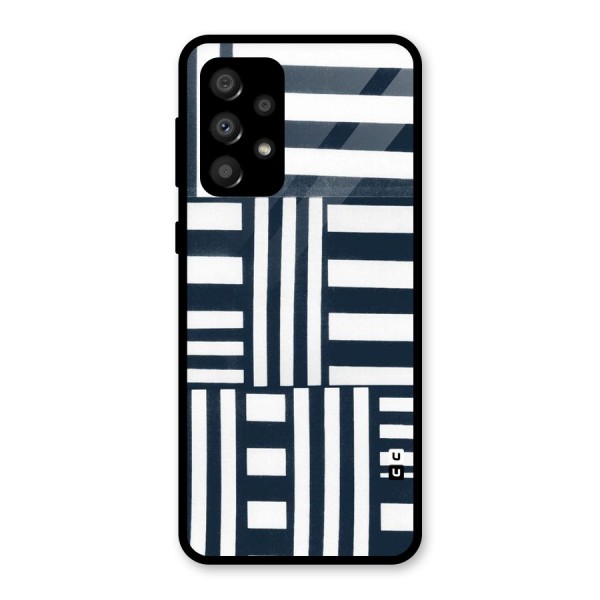 Square  Stripes Glass Back Case for Galaxy A32