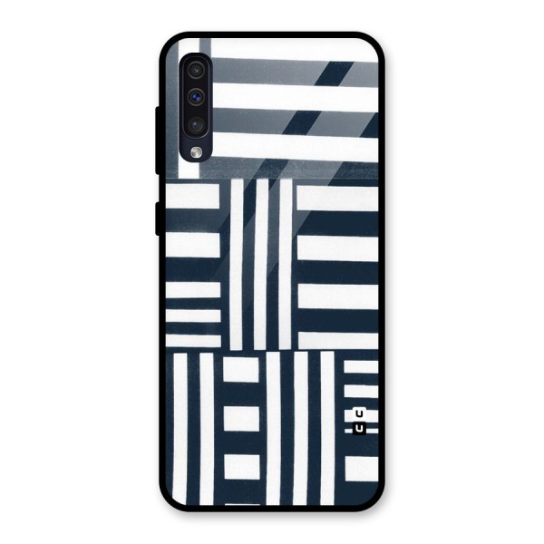 Square  Stripes Glass Back Case for Galaxy A50s