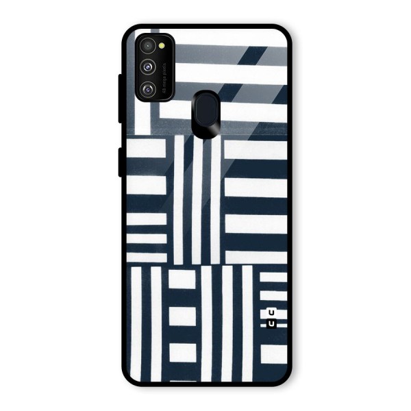 Square  Stripes Glass Back Case for Galaxy M21