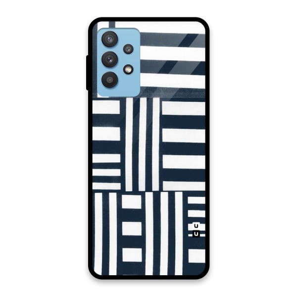 Square  Stripes Glass Back Case for Galaxy M32 5G