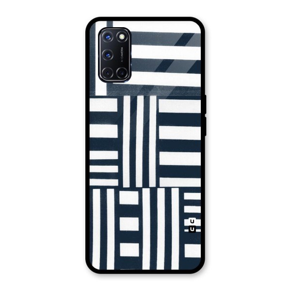 Square  Stripes Glass Back Case for Oppo A52