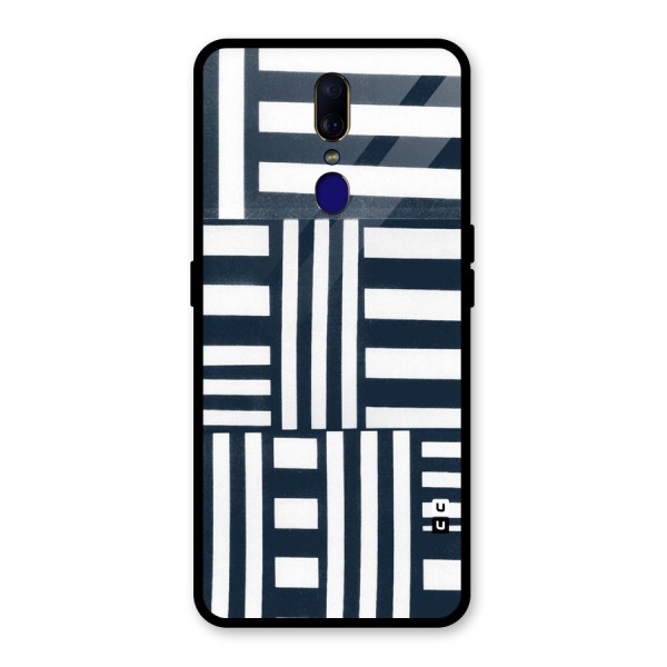 Square  Stripes Glass Back Case for Oppo F11