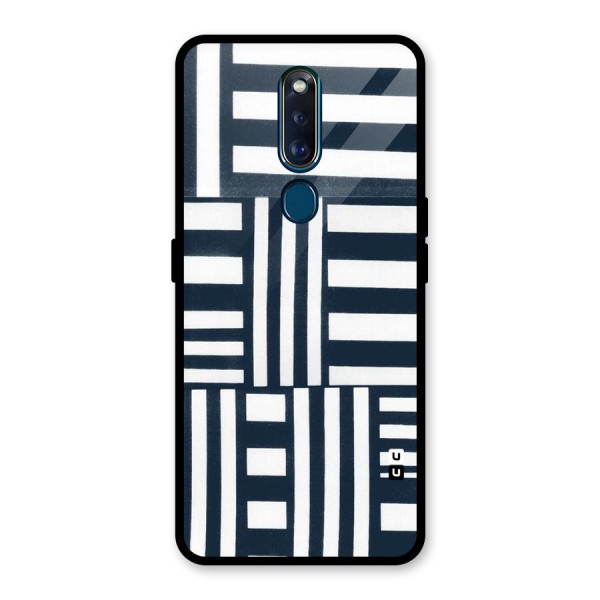 Square  Stripes Glass Back Case for Oppo F11 Pro