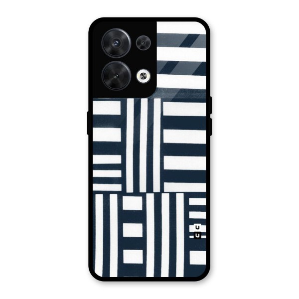 Square  Stripes Glass Back Case for Oppo Reno8 5G