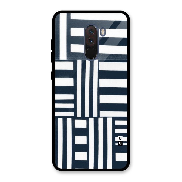 Square  Stripes Glass Back Case for Poco F1