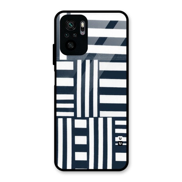 Square  Stripes Glass Back Case for Redmi Note 10