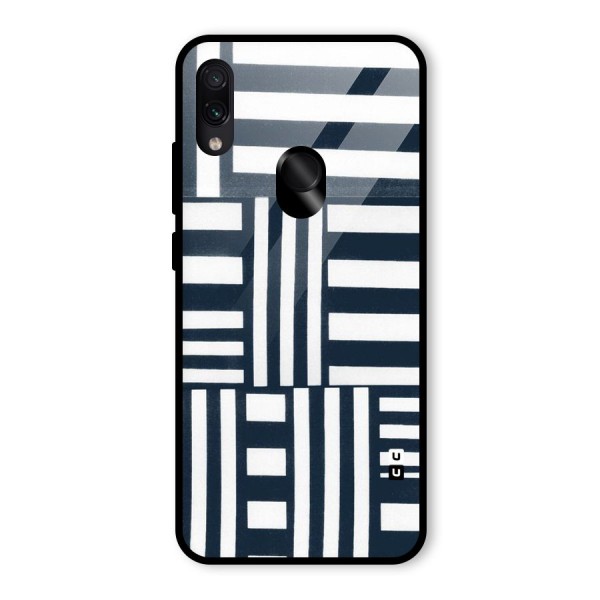 Square  Stripes Glass Back Case for Redmi Note 7