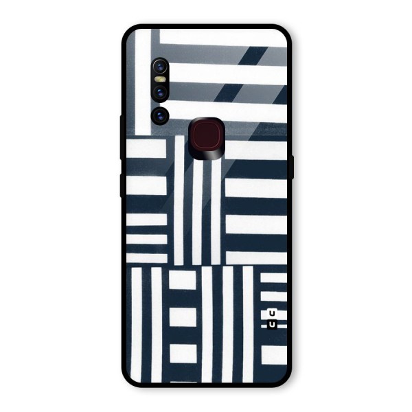 Square  Stripes Glass Back Case for Vivo V15