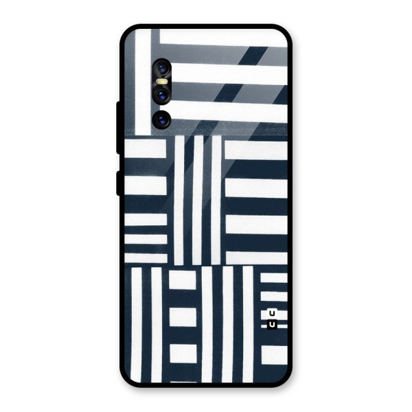 Square  Stripes Glass Back Case for Vivo V15 Pro