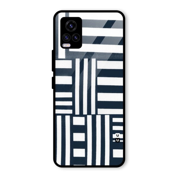 Square  Stripes Glass Back Case for Vivo V20