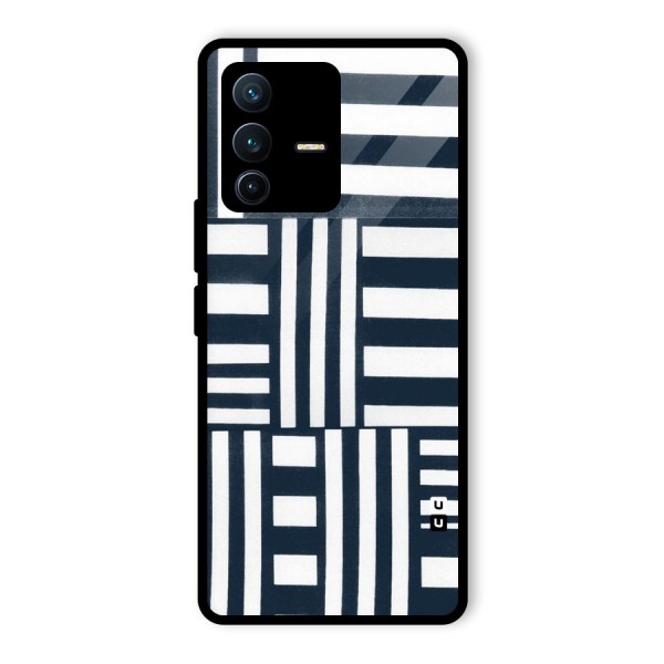 Square  Stripes Glass Back Case for Vivo V23 Pro