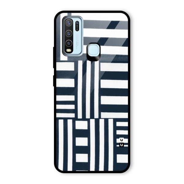 Square  Stripes Glass Back Case for Vivo Y30