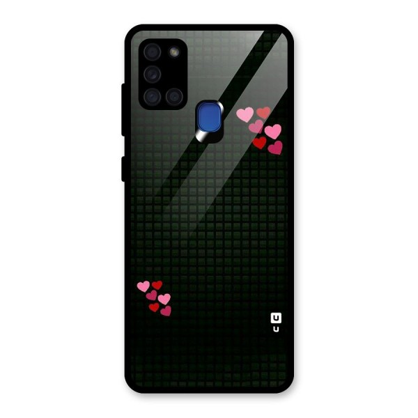 Square and Hearts Glass Back Case for Galaxy A21s