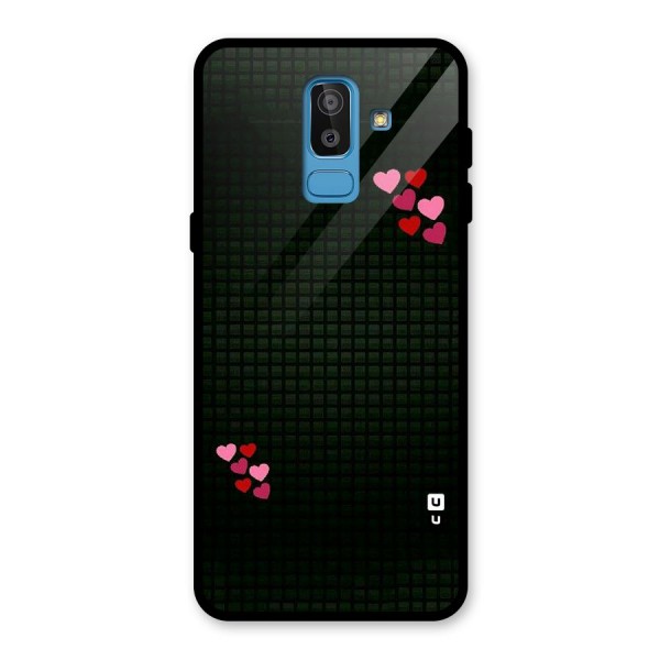 Square and Hearts Glass Back Case for Galaxy J8