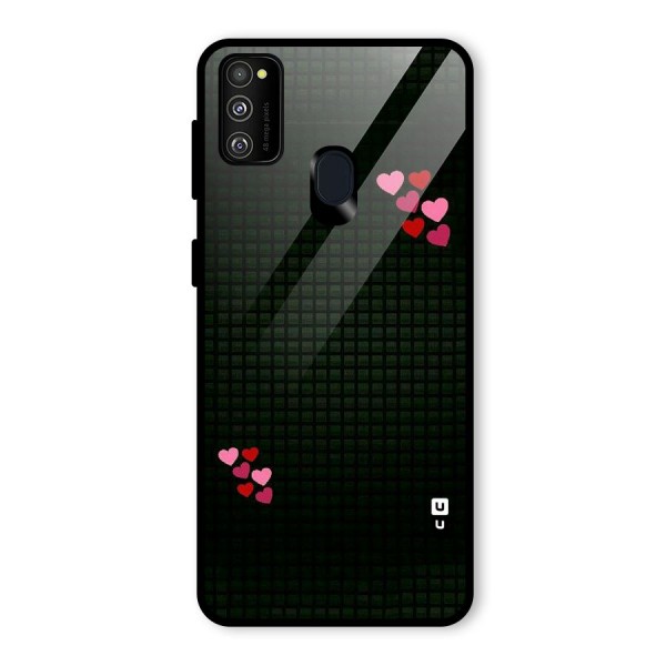 Square and Hearts Glass Back Case for Galaxy M21