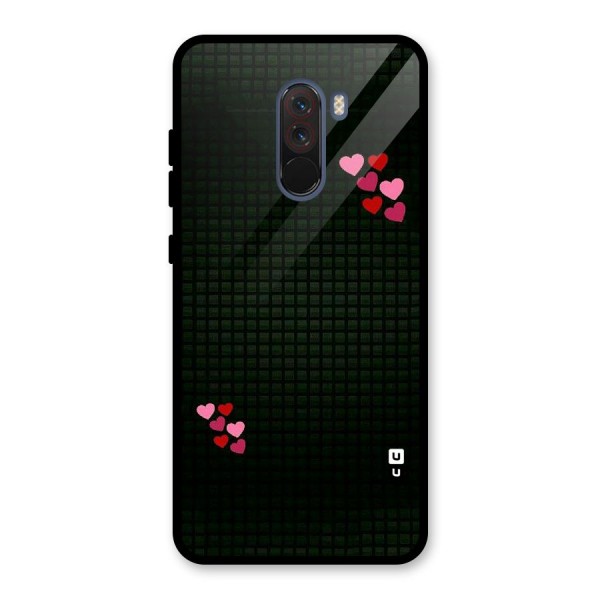 Square and Hearts Glass Back Case for Poco F1