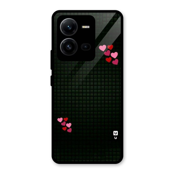 Square and Hearts Glass Back Case for Vivo V25