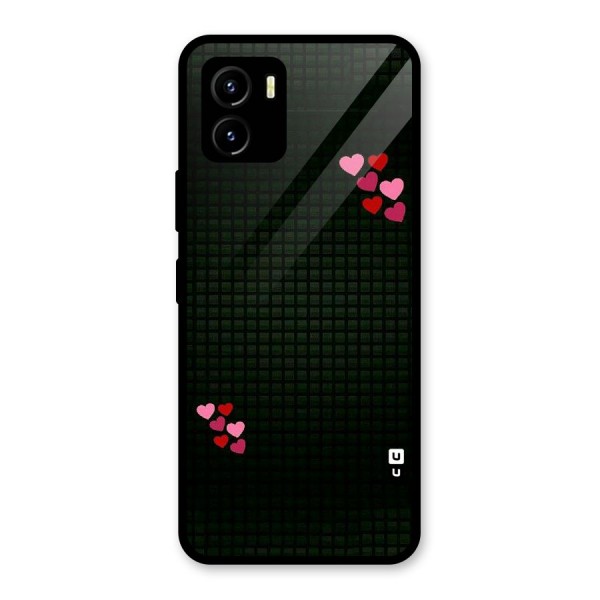 Square and Hearts Glass Back Case for Vivo Y15s