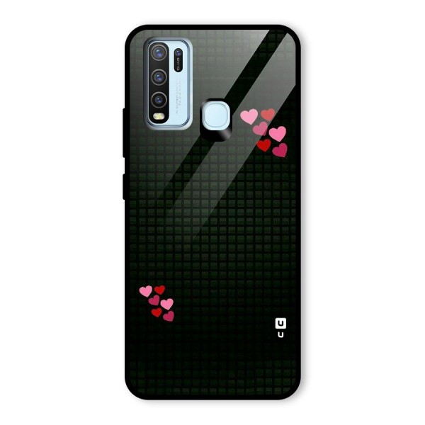 Square and Hearts Glass Back Case for Vivo Y30