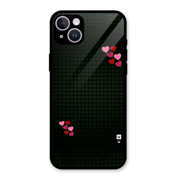 Square and Hearts Glass Back Case for iPhone 14 Plus