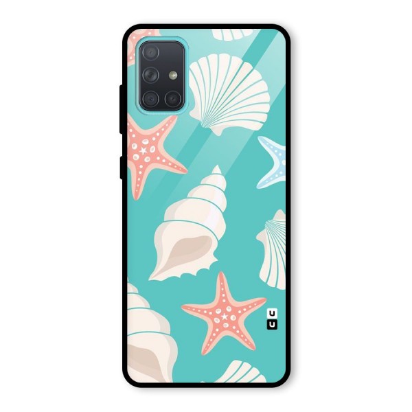 Starfish Sea Shell Glass Back Case for Galaxy A71