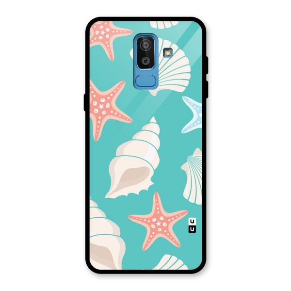 Starfish Sea Shell Glass Back Case for Galaxy J8