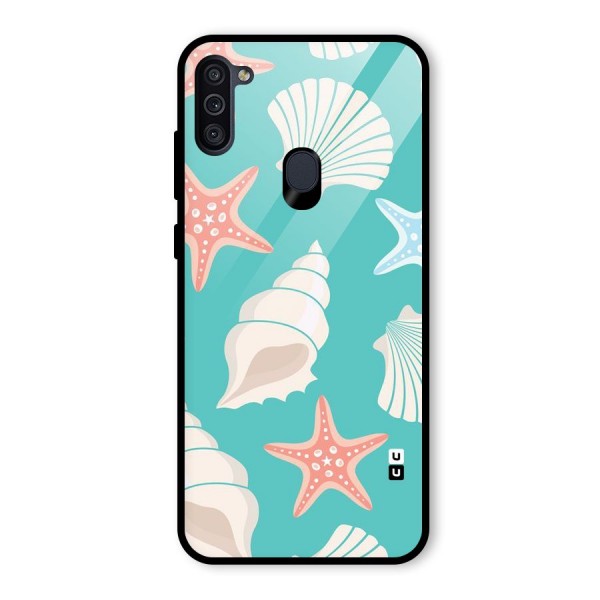 Starfish Sea Shell Glass Back Case for Galaxy M11