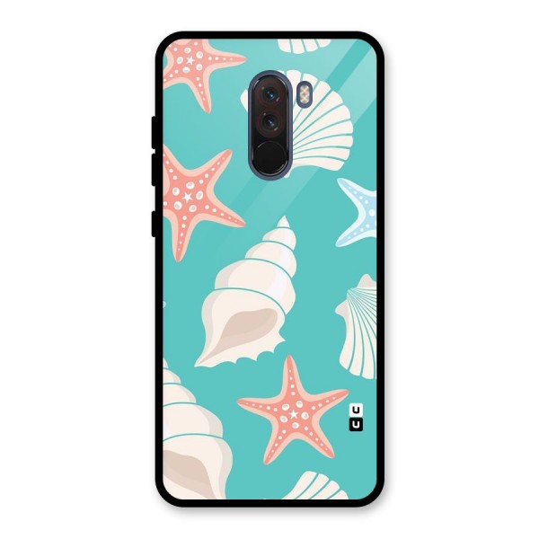 Starfish Sea Shell Glass Back Case for Poco F1