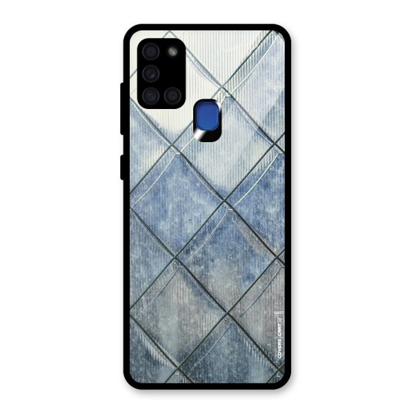 Steel Blue Pattern Glass Back Case for Galaxy A21s